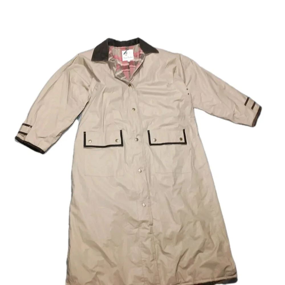 Vintage Misty Harbor Rain Jacket Trench Coat M Slicker Flannel Lining Trenchcoat